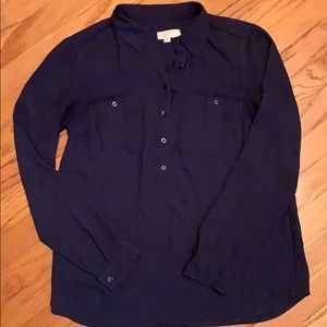 LOFT Navy Long-Sleeve Top